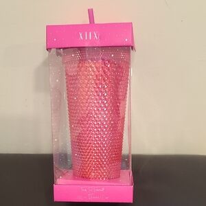 Pink Studded Tumbler with Straw